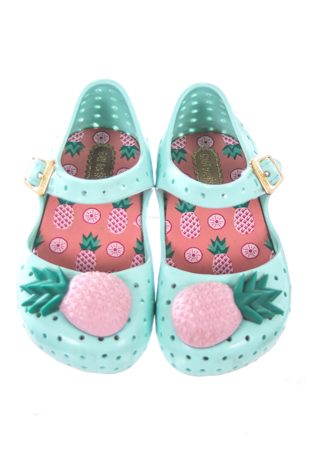 MINI MELISSA GREEN AND PINK PINEAPPLE SHOES TODDLER SIZE