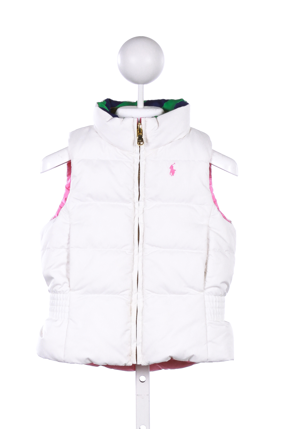 RALPH LAUREN REVERSIBLE WHITE/PINK PUFFER VEST
