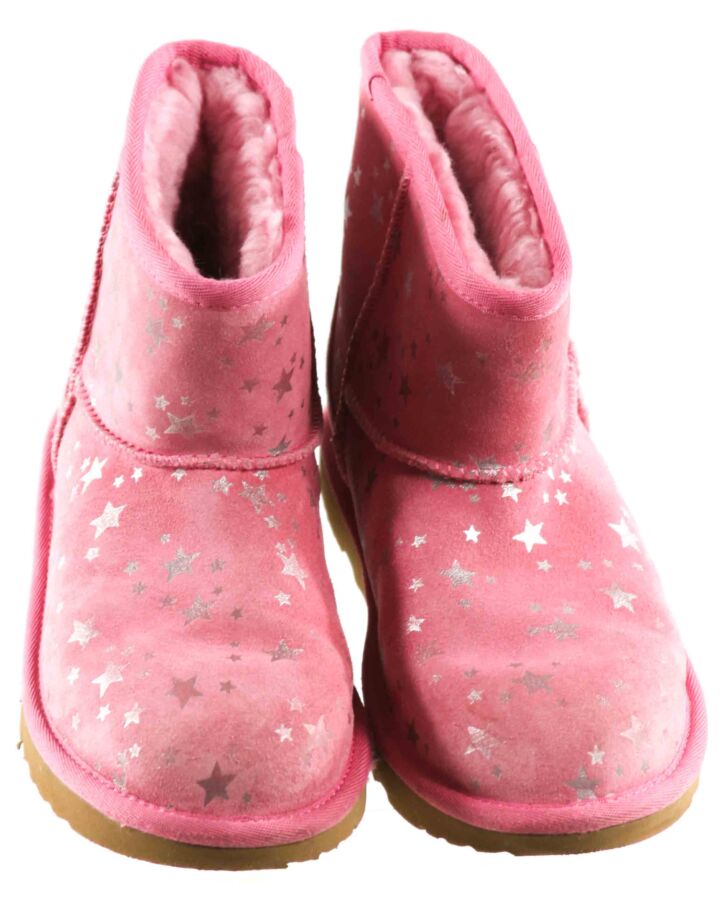 UGG PINK BOOTS WITH SILVER STAR PRINT *EUC SIZE CHILD 4