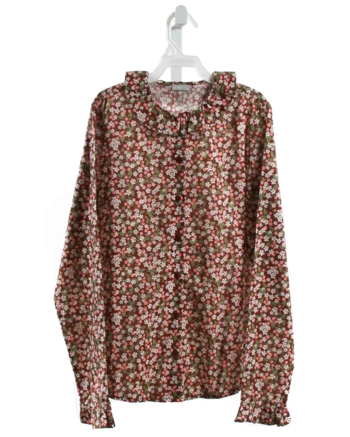 IL GUFO  MAROON  FLORAL  DRESS SHIRT WITH RUFFLE