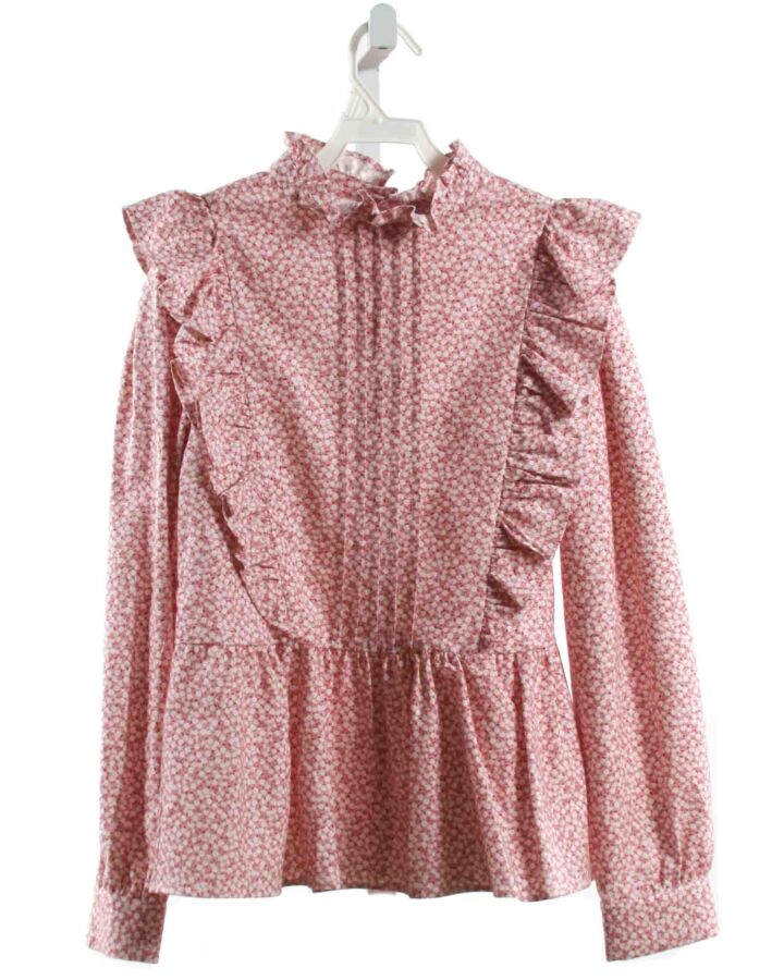 IL GUFO  PINK  FLORAL  SHIRT-LS WITH RUFFLE