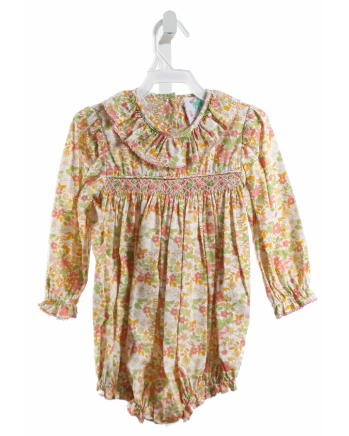 SHRIMP & GRITS  YELLOW  FLORAL SMOCKED DRESSY BUBBLE WITH PICOT STITCHING