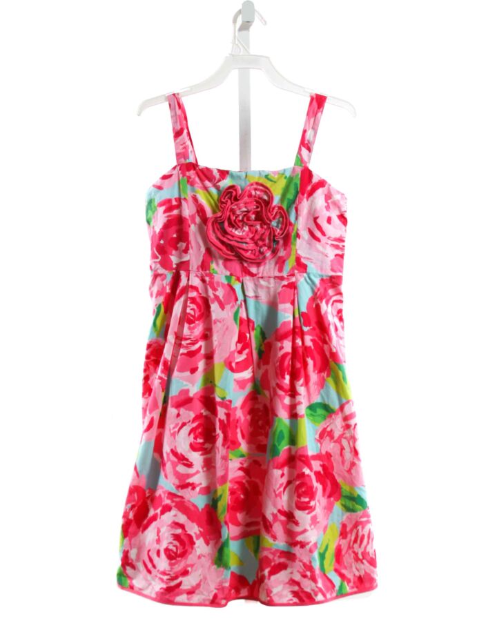 LILLY PULITZER  HOT PINK  FLORAL APPLIQUED DRESS