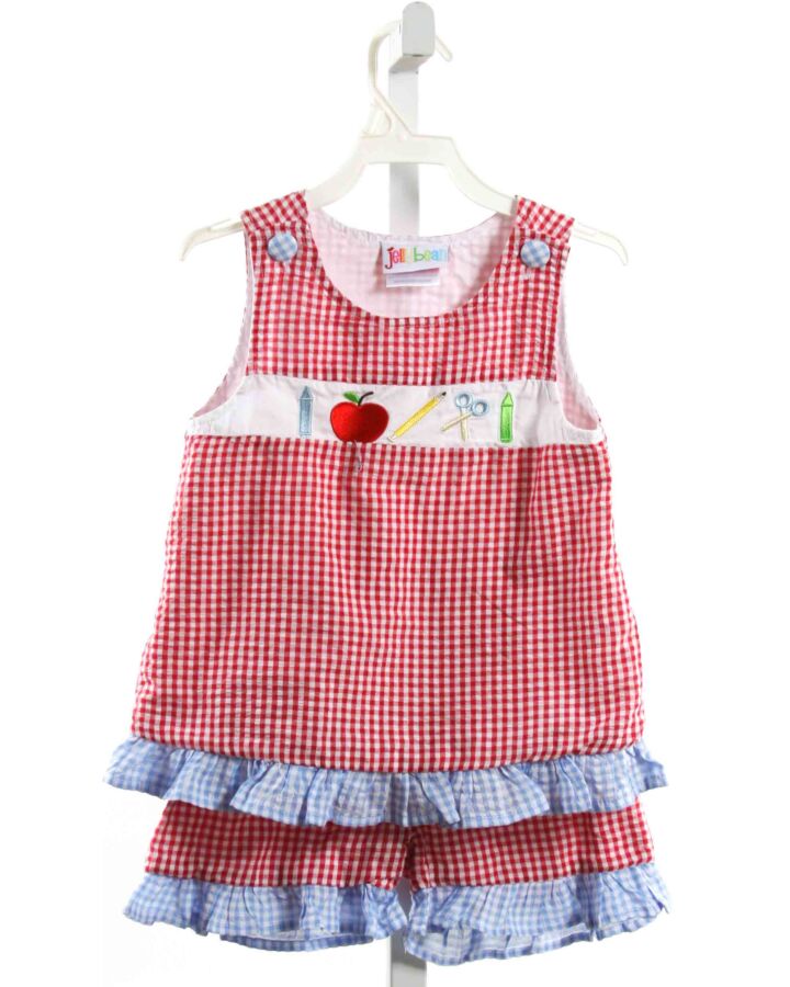 JELLYBEANS  RED SEERSUCKER GINGHAM  2-PIECE OUTFIT