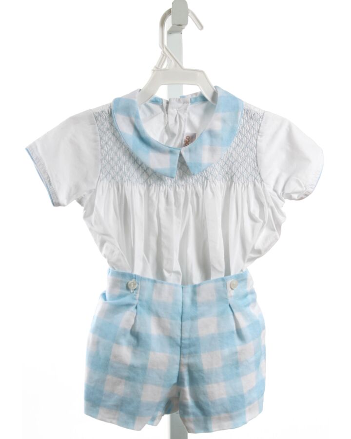DONDOLO  LT BLUE  CHECK SMOCKED 2-PIECE OUTFIT 