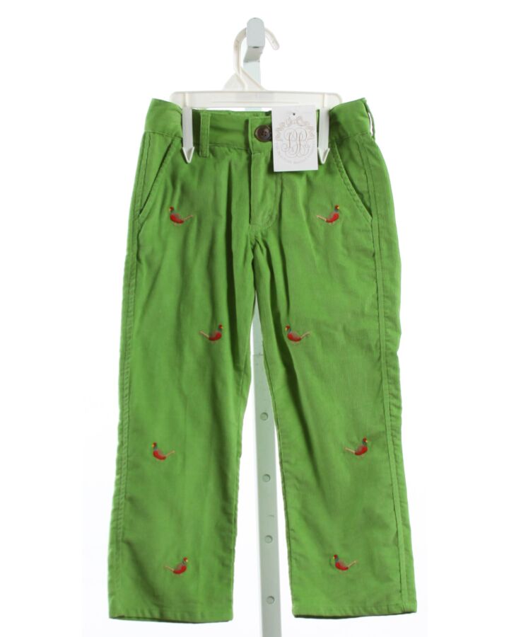 THE BEAUFORT BONNET COMPANY  LIME GREEN CORDUROY  EMBROIDERED PANTS