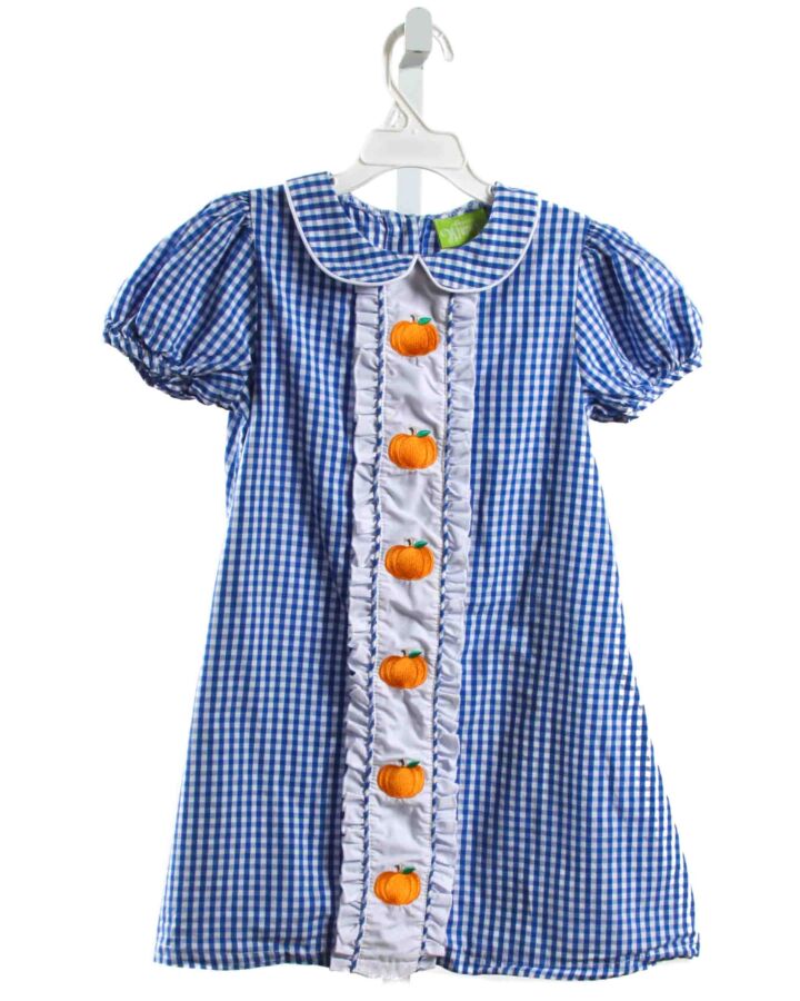 CLASSIC WHIMSY  BLUE  GINGHAM EMBROIDERED DRESS