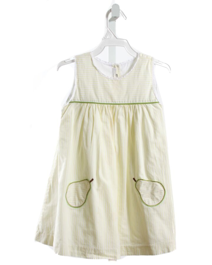 DONDOLO  PALE YELLOW  STRIPED APPLIQUED DRESS