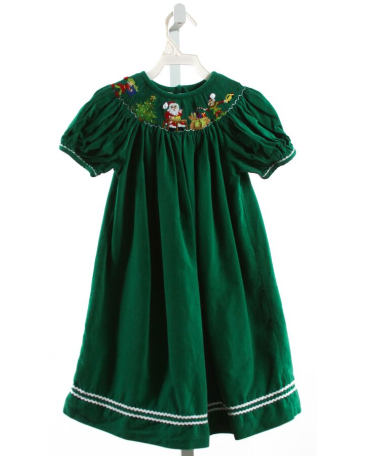 VIVE LA FETE  GREEN CORDUROY  SMOCKED DRESS