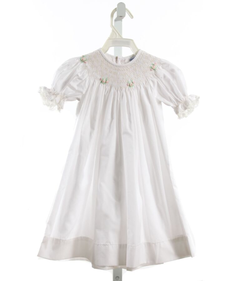 REMEMBER NGUYEN  WHITE   SMOCKED DRESS WITH LACE TRIM