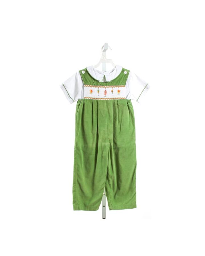 ORIENT EXPRESSED  GREEN CORDUROY  SMOCKED LONGALL/ROMPER 