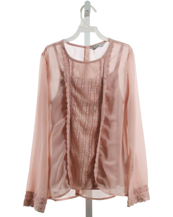 MAYORAL  PINK    CLOTH LS SHIRT WITH LACE TRIM