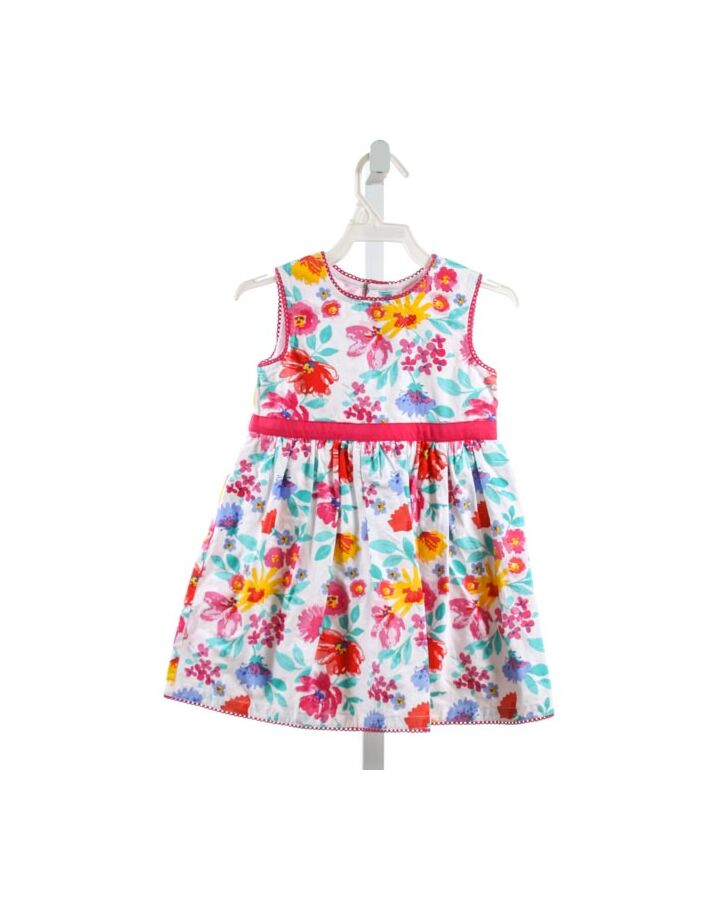 JOJO MAMAN BEBE  MULTI-COLOR  FLORAL  DRESS WITH PICOT STITCHING