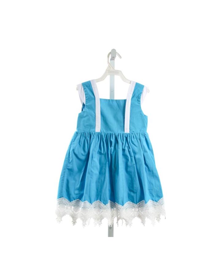 SMOCKED OR NOT  BLUE  DRESS WITH EYELET TRIM