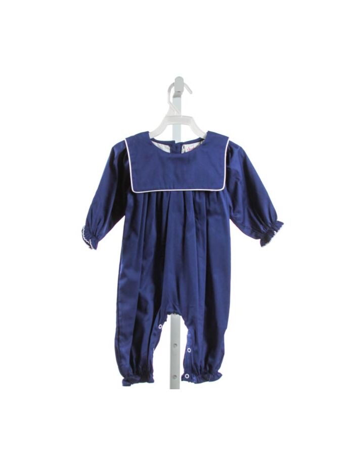 SMOCKED OR NOT  NAVY PIQUE   LONGALL/ROMPER WITH PICOT STITCHING