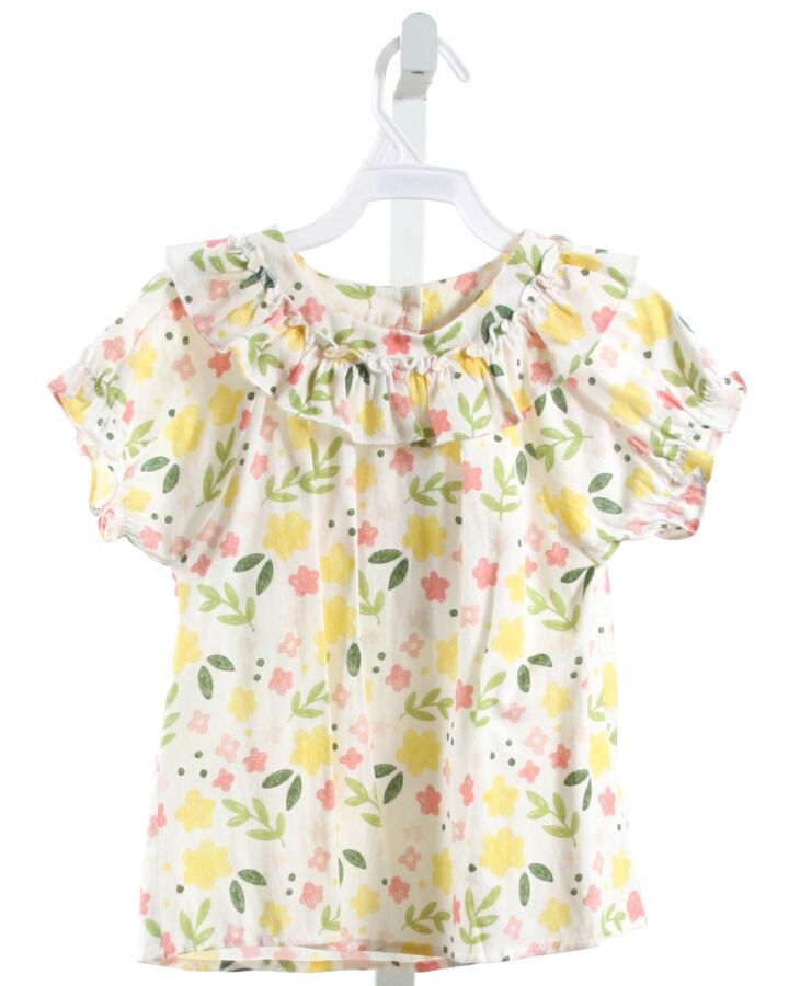 AIMAMA  WHITE  FLORAL  SHIRT-SS WITH RUFFLE