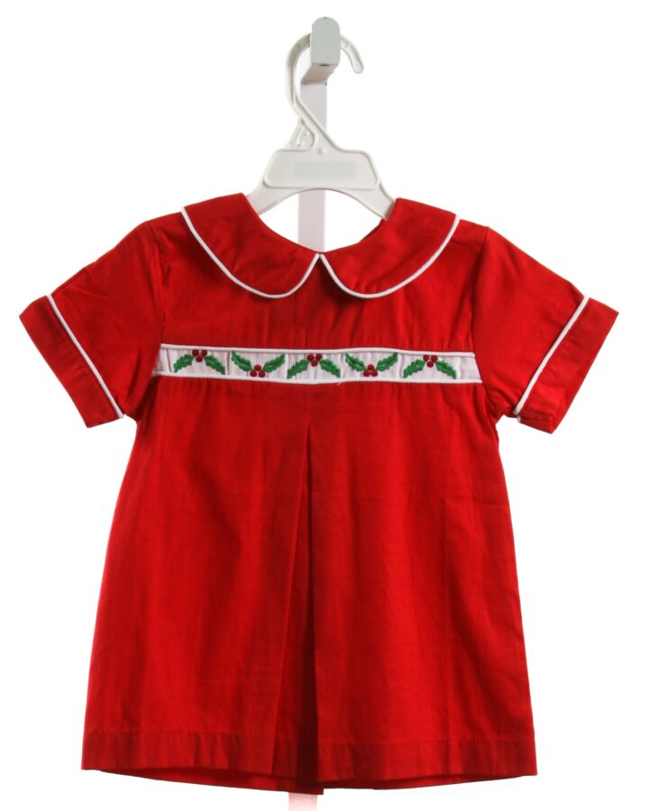 THE OAKS APPAREL   RED   SMOCKED SHIRT-SS