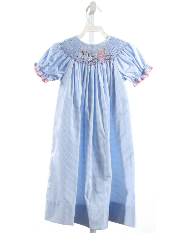 CLASSIC WHIMSY  LT BLUE  GINGHAM SMOCKED DRESS