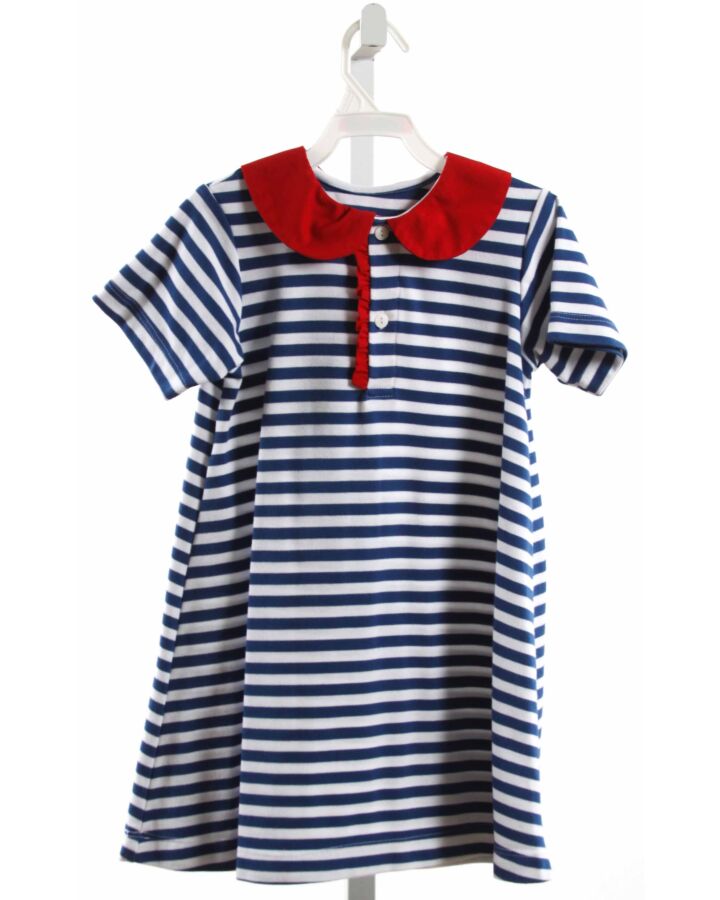 LULLABY SET  BLUE  STRIPED  KNIT DRESS WITH RUFFLE