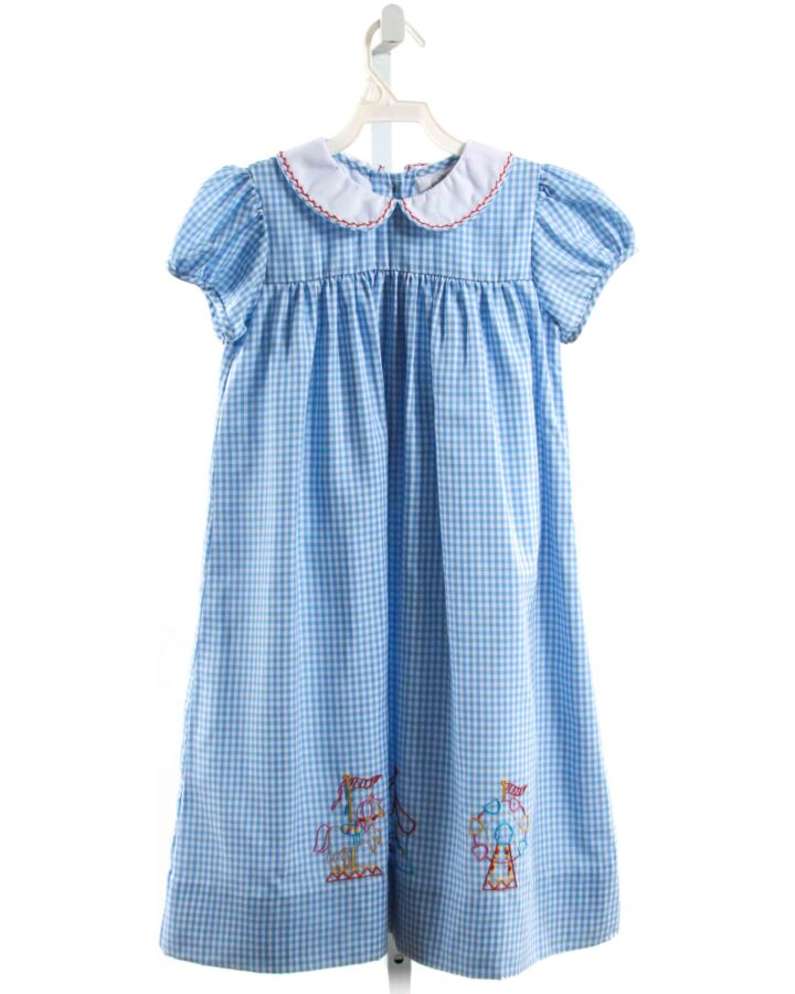 THE PROPER PEONY  BLUE  GINGHAM EMBROIDERED DRESS