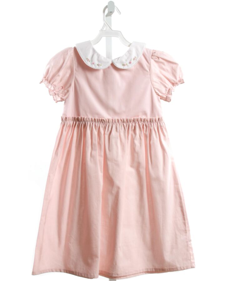 EDGEHILL COLLECTION  PINK LINEN FLORAL EMBROIDERED DRESS