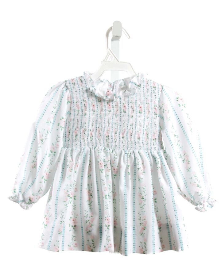 CECIL & LOU  WHITE  FLORAL SMOCKED SHIRT-LS