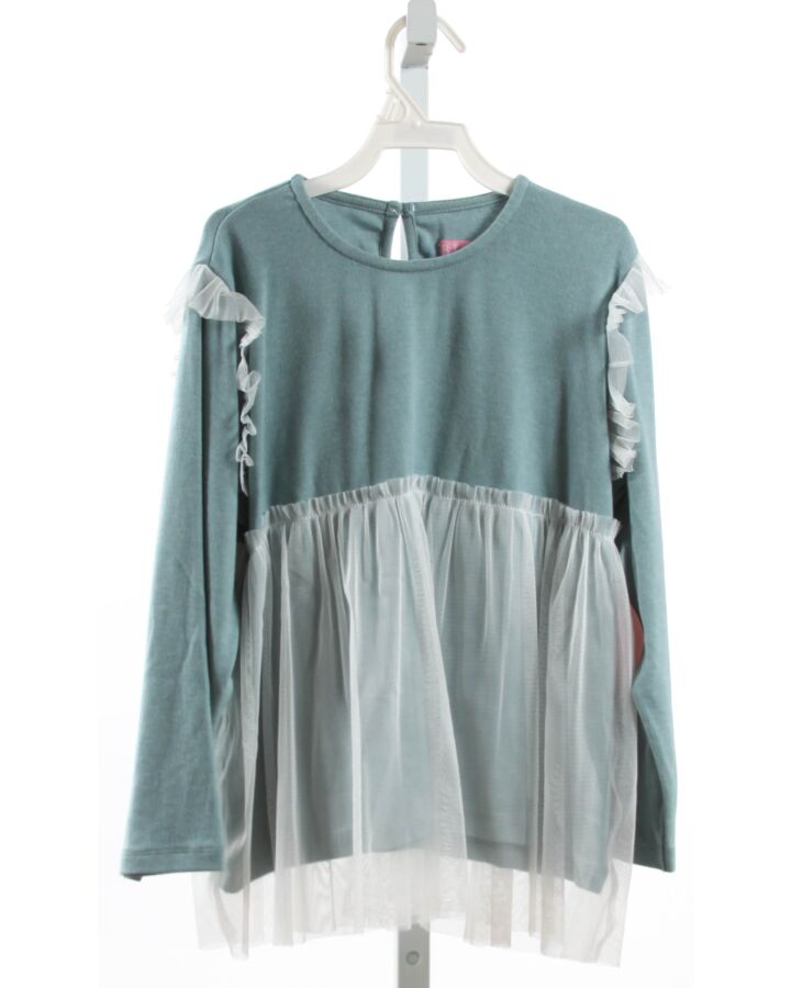 BISBY BY LITTLE ENGLISH  LT BLUE    KNIT LS SHIRT WITH TULLE