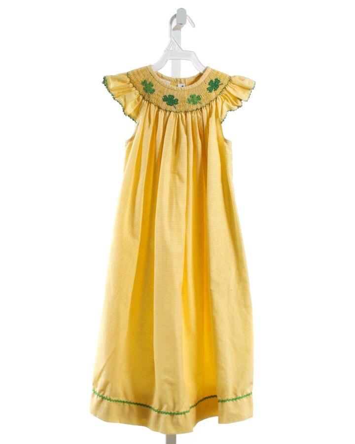 SILLY GOOSE  YELLOW  GINGHAM SMOCKED DRESS WITH RIC RAC
