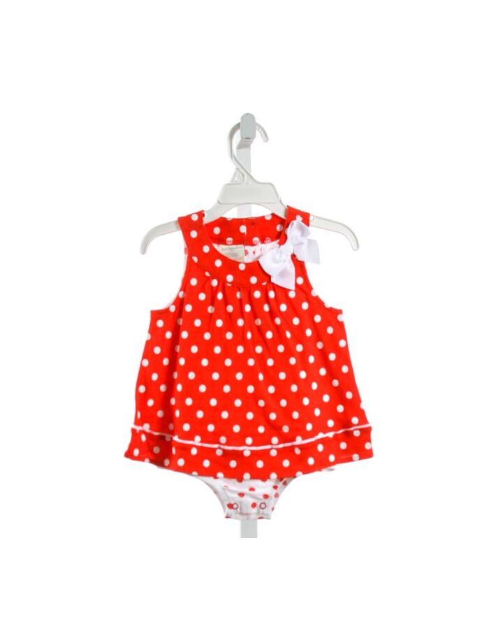 FIRST IMPRESSIONS  RED  POLKA DOT  KNIT ROMPER WITH BOW