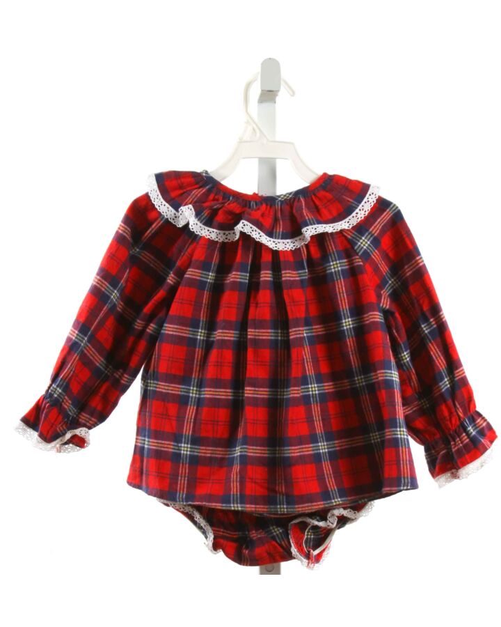 BELLA BLISS  RED  PLAID  2-PIECE OUTFIT WITH EYELET TRIM