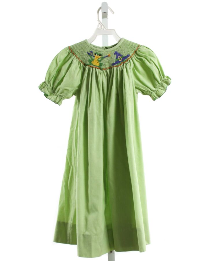 AMANDA REMEMBERED  GREEN  MICROCHECK SMOCKED DRESS