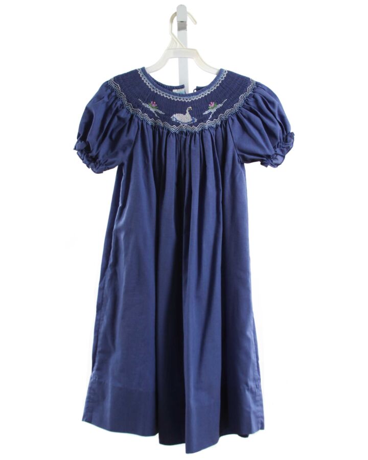 ROSALINA  BLUE  MICROCHECK SMOCKED DRESS