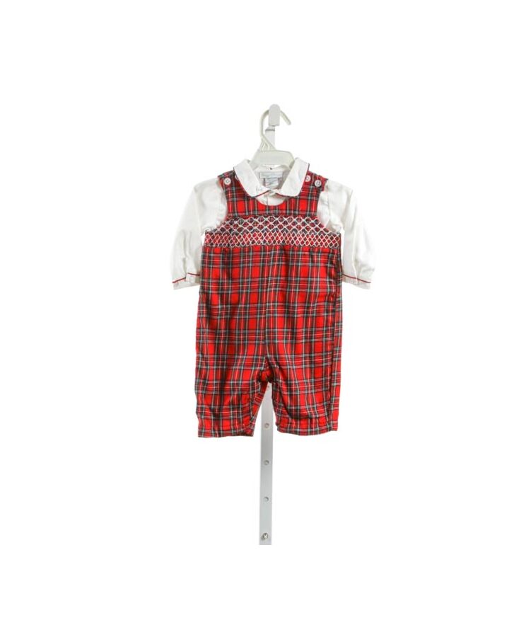 CARRIAGE BOUTIQUE  RED  PLAID SMOCKED LONGALL/ROMPER 