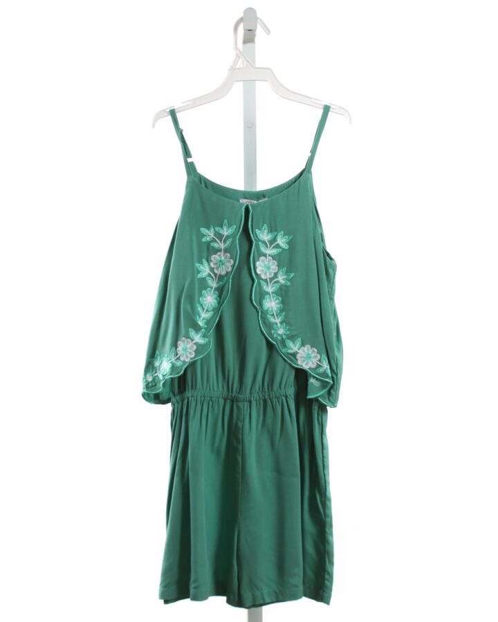JOYOUS AND FREE  GREEN  FLORAL EMBROIDERED ROMPER