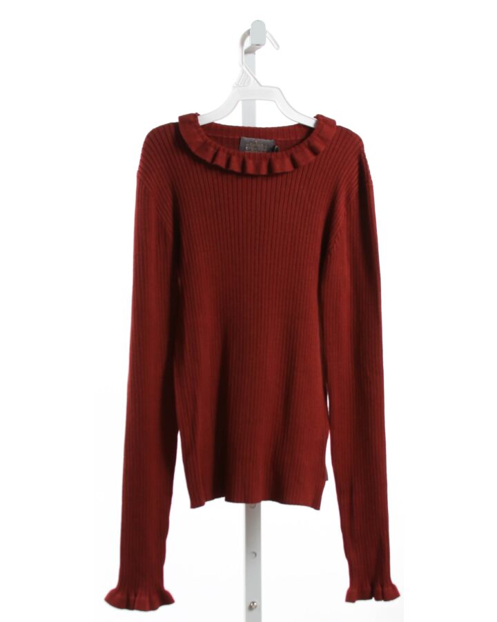CREAMIE  MAROON    KNIT LS SHIRT WITH RUFFLE