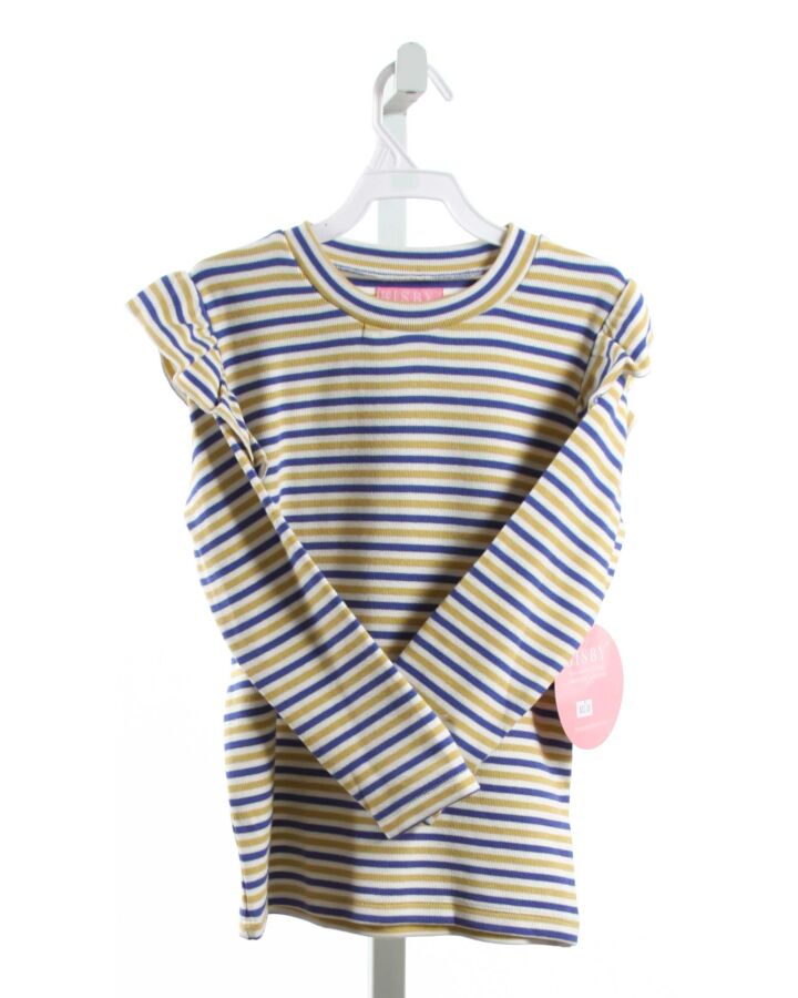 BISBY BY LITTLE ENGLISH  YELLOW KNIT STRIPED  SHIRT-LS WITH RUFFLE