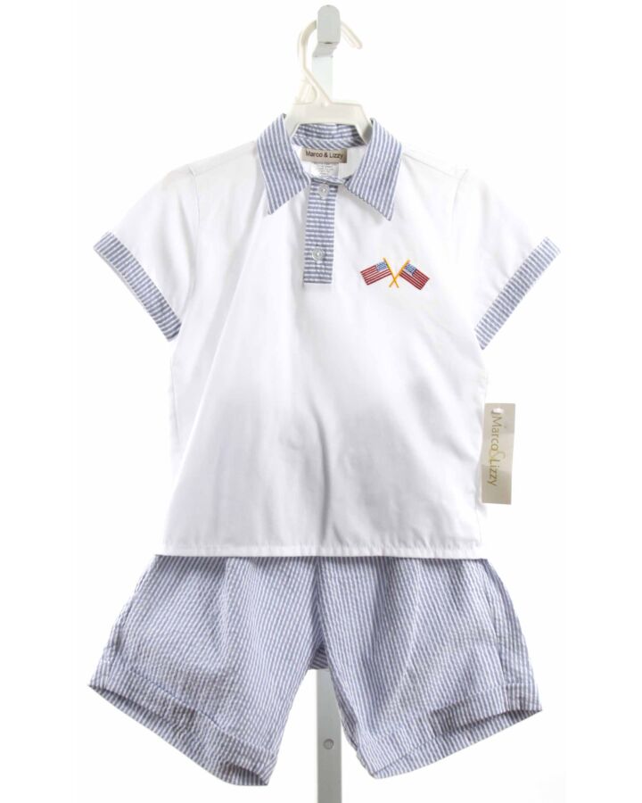 MARCO & LIZZY  LT BLUE SEERSUCKER  EMBROIDERED 2-PIECE OUTFIT