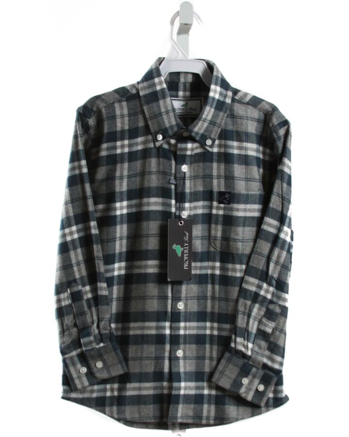 PROPERLY TIED  GRAY FLANNEL PLAID  DRESS SHIRT