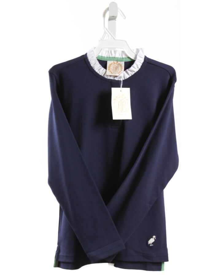 THE BEAUFORT BONNET COMPANY  NAVY    KNIT LS SHIRT WITH RUFFLE