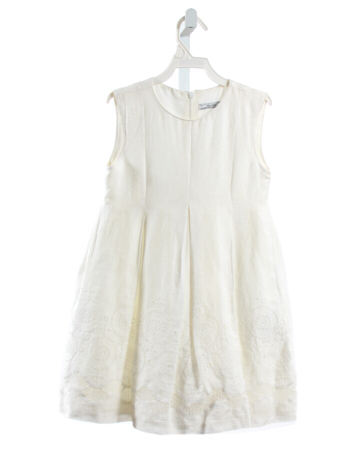 MAYORAL  WHITE LINEN   DRESS WITH EYELET TRIM