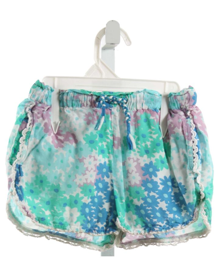 MINI BODEN  BLUE  FLORAL  SHORTS WITH EYELET TRIM