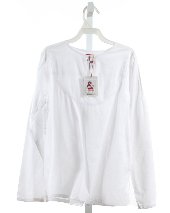 NECK & NECK  WHITE    SHIRT-LS WITH LACE TRIM