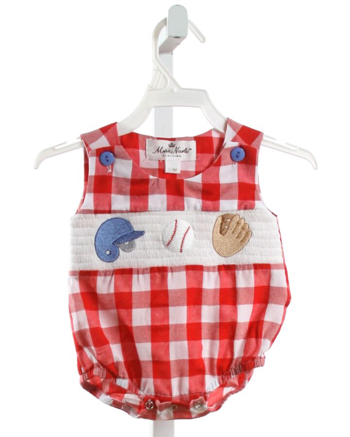MARIE NICOLE  RED  GINGHAM SMOCKED BUBBLE