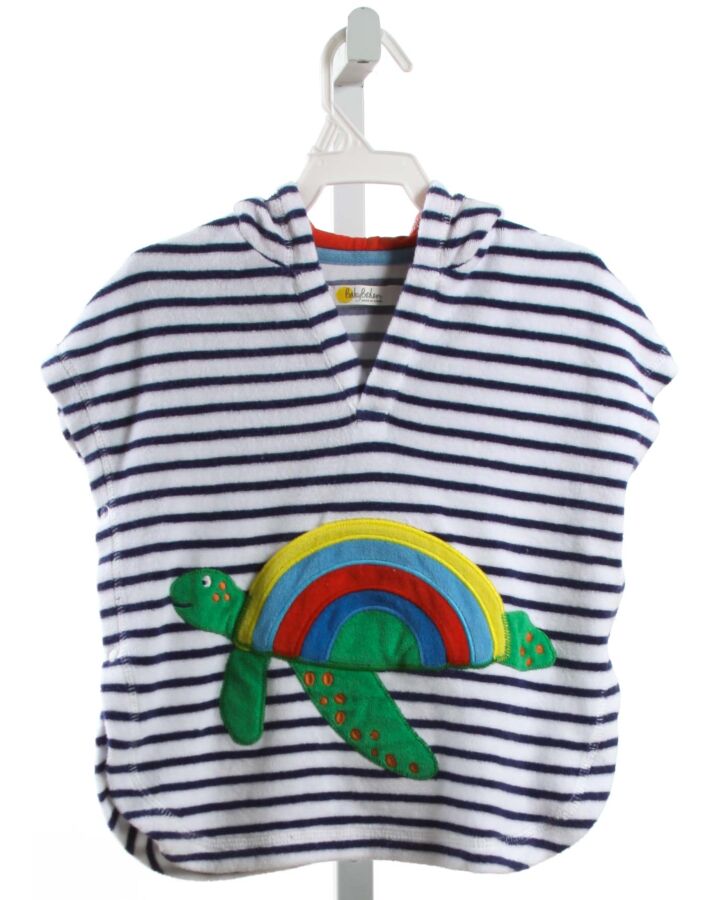BABY BODEN  BLUE TERRY CLOTH STRIPED APPLIQUED COVER UP 