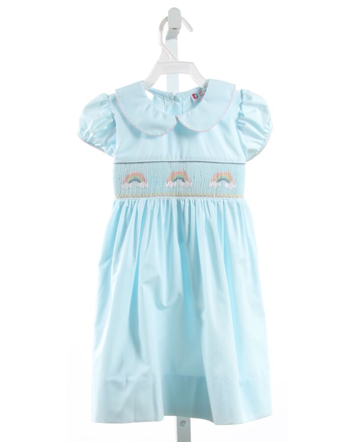 THE BEST DRESSED CHILD  LT BLUE   SMOCKED DRESS WITH PICOT STITCHING
