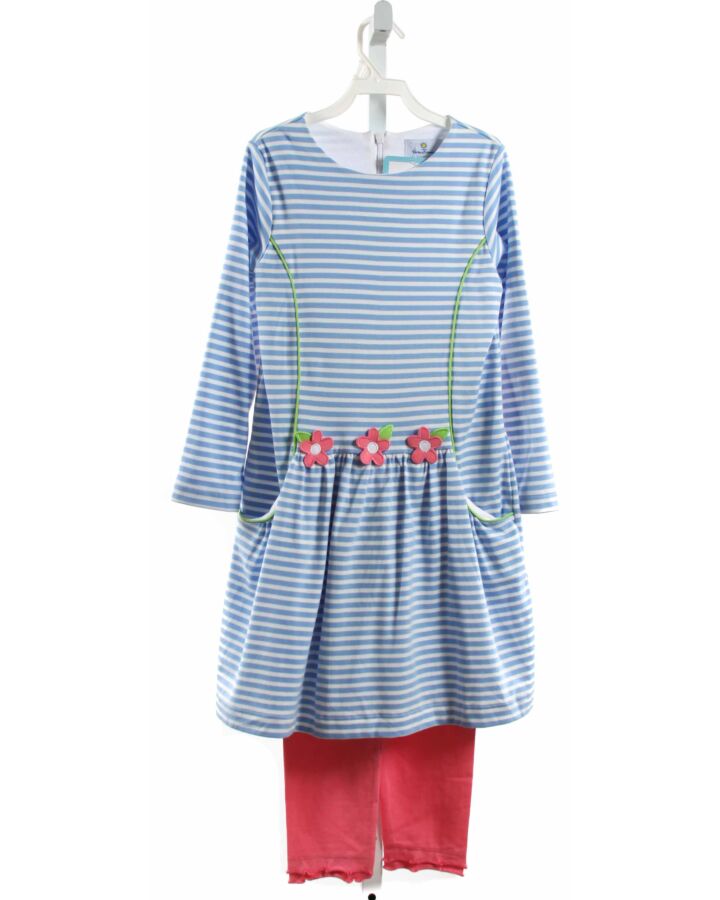 FLORENCE EISEMAN  BLUE KNIT STRIPED  2-PIECE OUTFIT