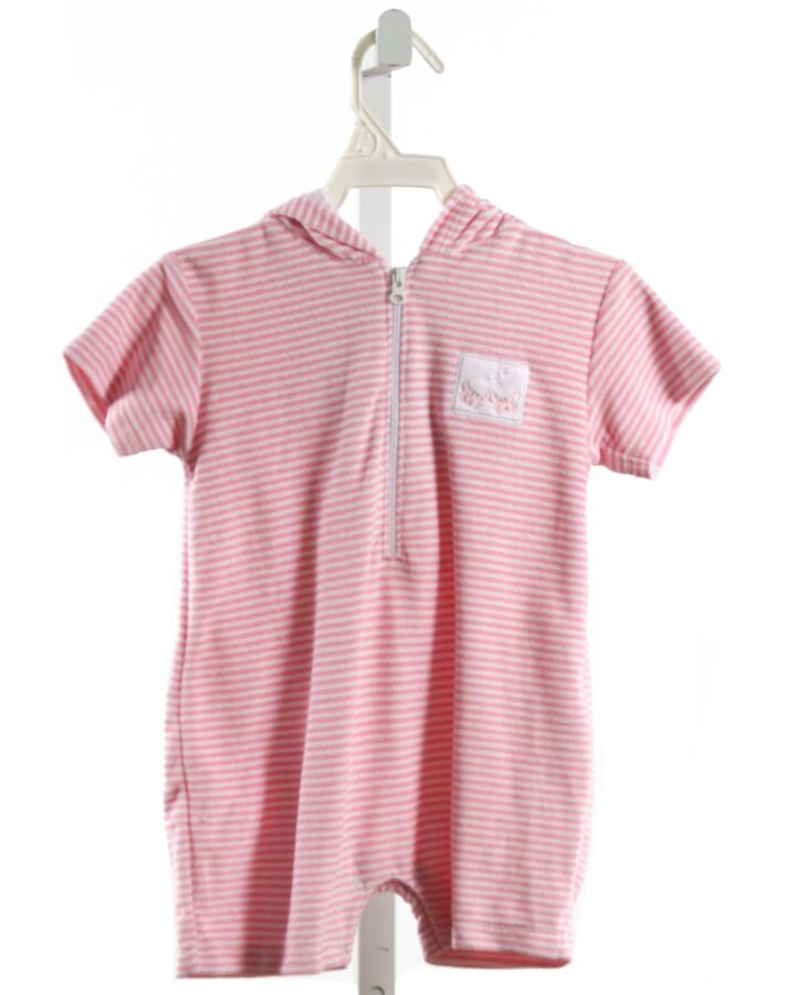 KISSY KISSY  PINK TERRY CLOTH STRIPED EMBROIDERED COVER UP