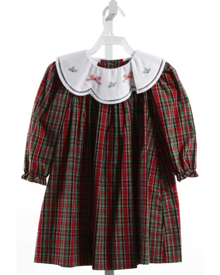 BAILEY BOYS  RED  PLAID EMBROIDERED DRESS