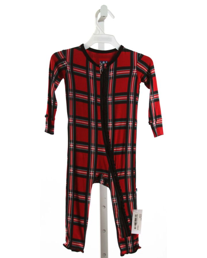 KICKEE PANTS  RED  PLAID  LAYETTE WITH RUFFLE