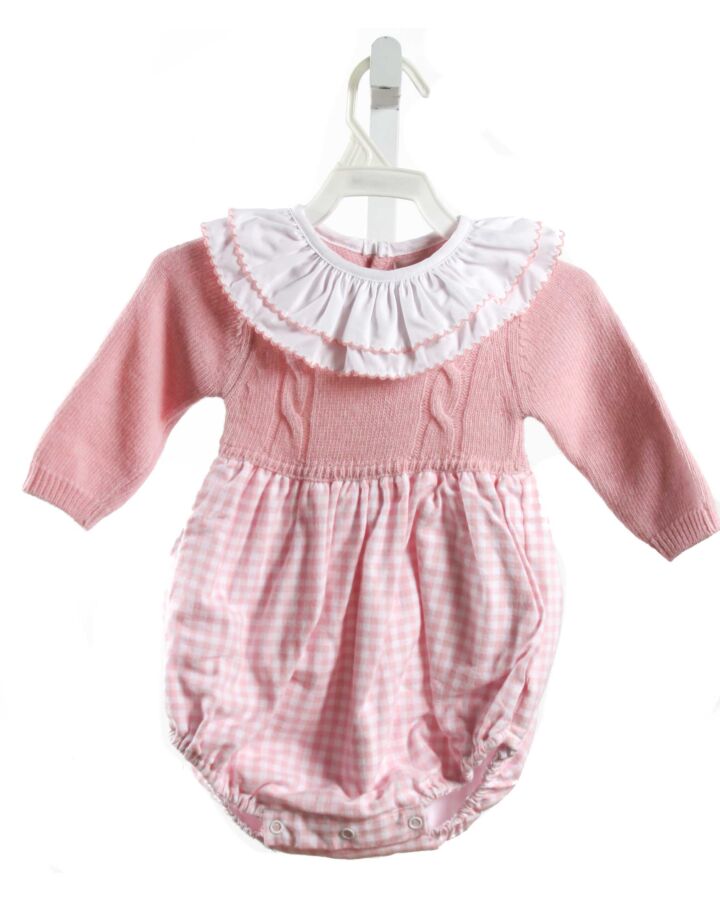 SAL & PIMENTA  PINK  GINGHAM  DRESSY BUBBLE WITH PICOT STITCHING
